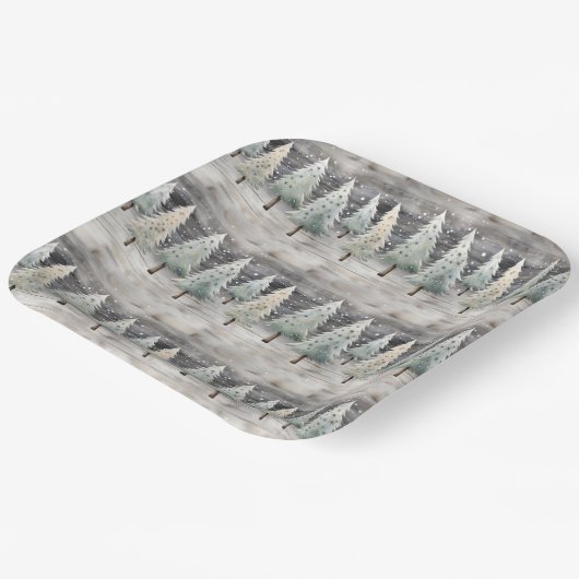 Winter Pines & Holiday Sentiments Pappteller (Gewinkelt)