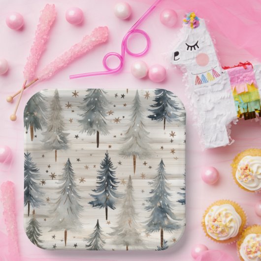 Winter Pines & Holiday Sentiments Pappteller (Party)