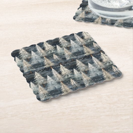 Winter Pines & Holiday Sentiments Untersetzer (angewinkelt)