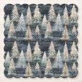 Winter Pines & Holiday Sentiments Untersetzer (Vorderseite)