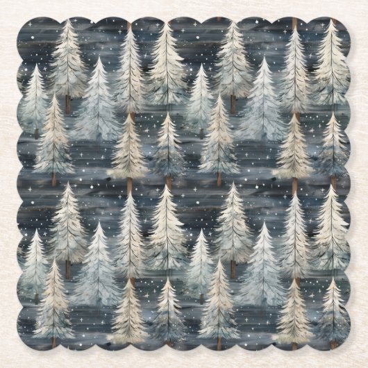 Winter Pines & Holiday Sentiments Untersetzer (Vorderseite)