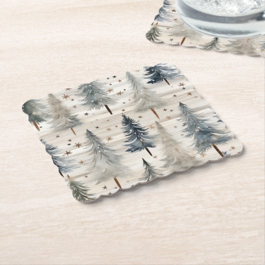 Winter Pines & Holiday Sentiments Untersetzer (angewinkelt)