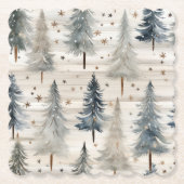 Winter Pines & Holiday Sentiments Untersetzer (Vorderseite)