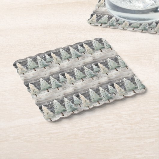 Winter Pines & Holiday Sentiments Untersetzer (angewinkelt)