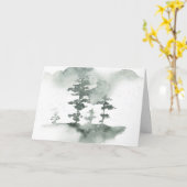 Winter Pines Watercolor Urlaub Karte (Gelbe Blume)