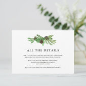 Winter Pines Wedding Guest Details Begleitkarte (Stehend Vorderseite)