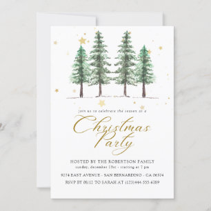 Winter-Pines & Weihnachtsfeier-Einladung. Feiertagskarte
