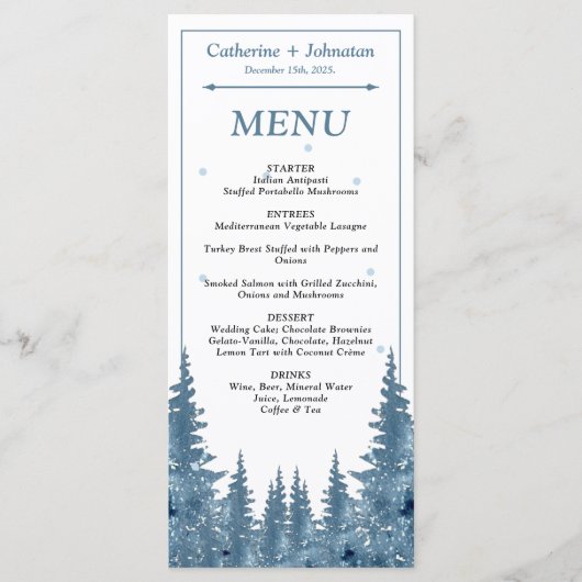 Winter Pines Weihnachtskarte Menükarte (Vorderseite)