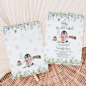 Winter Pinguin Baby Dusche Einladung