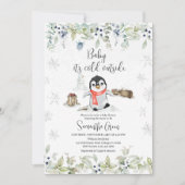Winter Pinguin Baby Dusche Einladung (Vorderseite)
