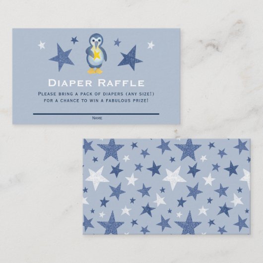Winter Pinguin Baby Duschkabine - Raffle Ticket Begleitkarte (Vorne/Hinten)