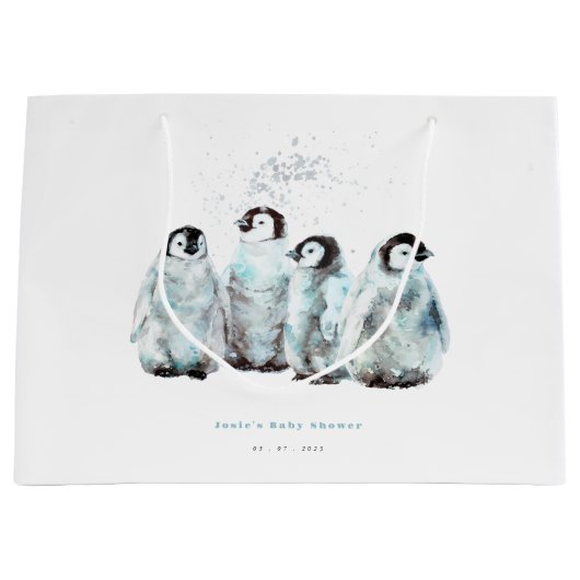 Winter-Pinguin-Baby-Shower Große Geschenktüte (Vorderseite)