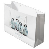 Winter-Pinguin-Baby-Shower Große Geschenktüte (Vorderseite Schrägansicht)