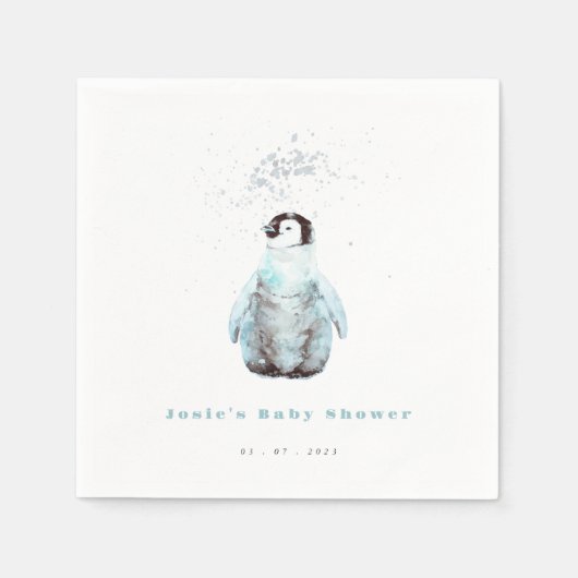 Winter-Pinguin-Baby-Shower Serviette (Vorderseite)