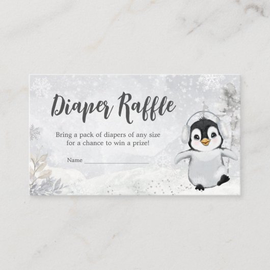 Winter Pinguin Babydusche Windelwanne Begleitkarte (Vorderseite)