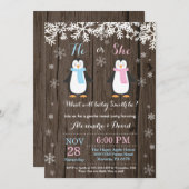 Winter-Pinguin-Bärengeschlecht: Einladung (Vorne/Hinten)