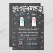 Winter Pinguin Bärengeschlecht offenbart Einladung (Vorne/Hinten)