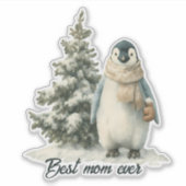 Winter-Pinguin „Beste Mutter überhaupt“ Design Aufkleber (Vorderseite)