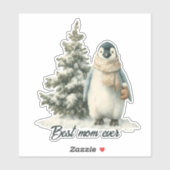 Winter-Pinguin „Beste Mutter überhaupt“ Design Aufkleber (Blatt)