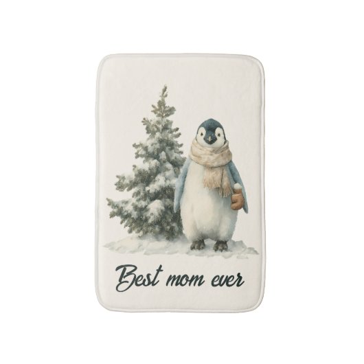 Winter-Pinguin „Beste Mutter überhaupt“ Design Badematte (Vorderseite Vertikal)