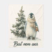 Winter-Pinguin „Beste Mutter überhaupt“ Design Fleecedecke (Vorderseite)