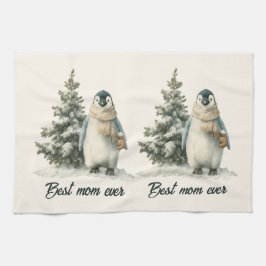 Winter-Pinguin „Beste Mutter überhaupt“ Design Geschirrtuch