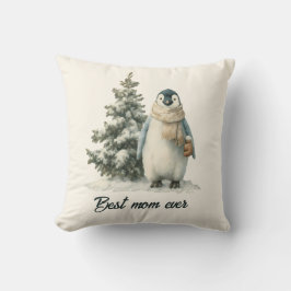 Winter-Pinguin „Beste Mutter überhaupt“ Design Kissen