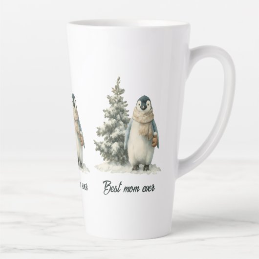 Winter-Pinguin „Beste Mutter überhaupt“ Design Milchtasse (Rechts)