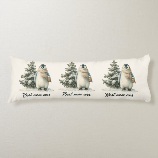 Winter-Pinguin „Beste Mutter überhaupt“ Design Seitenschläferkissen (Vorderseite)