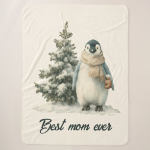 Winter-Pinguin „Beste Mutter überhaupt“ Design Sherpadecke
