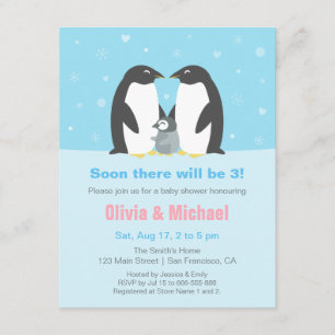 Winter-Pinguin-Familie-Baby-Shower-Einladungen Einladung