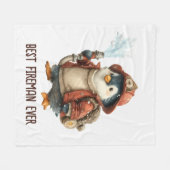 Winter-Pinguin-Feuerwehrmann-Ping-Pong-Schläger Fleecedecke (Vorderseite (Horizontal))
