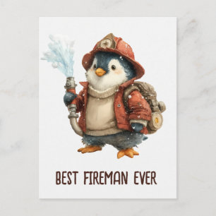 Winter-Pinguin-Feuerwehrmann-Ping-Pong-Schläger Postkarte