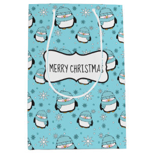 Winter-Pinguin-Geschenktasche (Mittel) Mittlere Geschenktüte