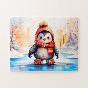 Winter Pinguin Holiday Kids Jigsaw Puzzle