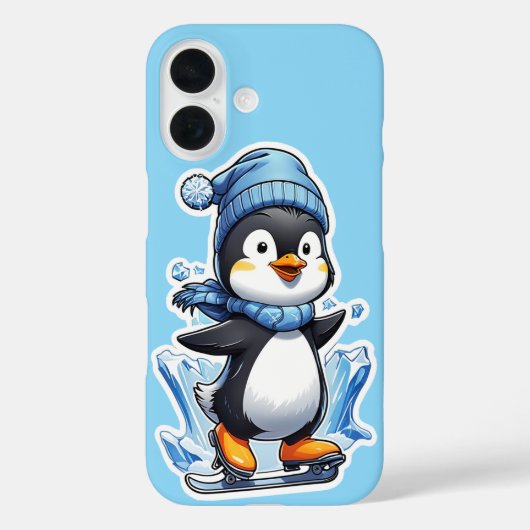 Winter Pinguin Ice Staking iPhone Case (Rückseite)