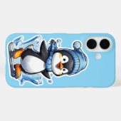 Winter Pinguin Ice Staking iPhone Case (Rückseite (Horizontal))