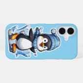 Winter Pinguin Ice Staking iPhone Case 16 Hülle (Rückseite (Horizontal))