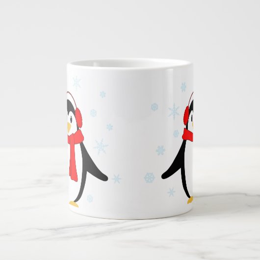 Winter-Pinguin Jumbo-Tasse (Vorderseite)