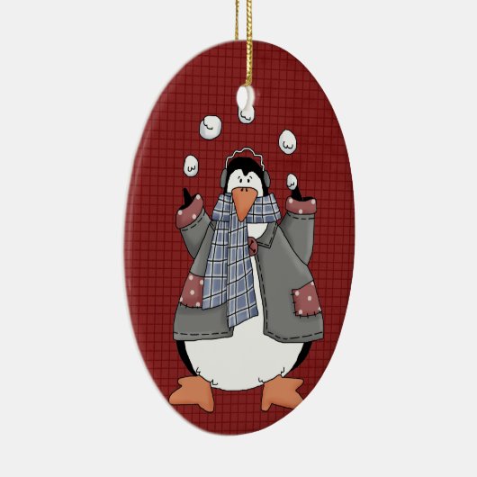 Winter Pinguin Keramik Weihnachtsschmuck (Rechts)