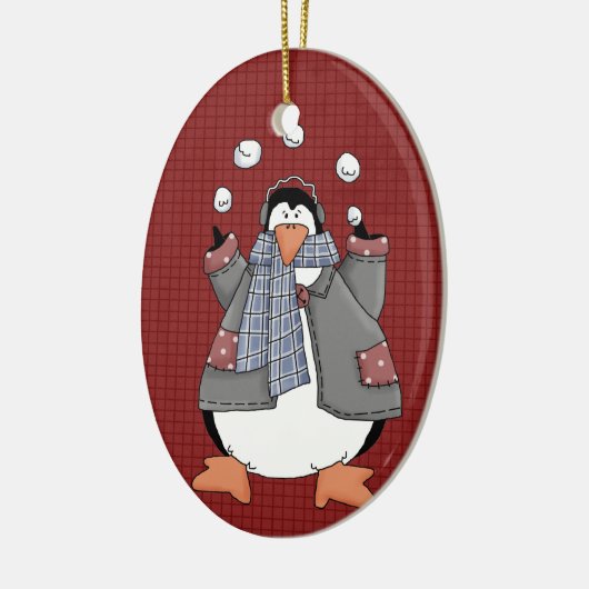 Winter Pinguin Keramik Weihnachtsschmuck (Links)