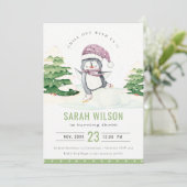 Winter Pinguin Kinder jeden Alters zum Geburtstag Dankeskarte (Stehend Vorderseite)