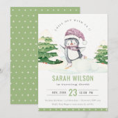 Winter Pinguin Kinder jeden Alters zum Geburtstag Dankeskarte (Vorne/Hinten)