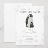 Winter Pinguin Kinderdusche Einladung | Snowflake (Vorne/Hinten)