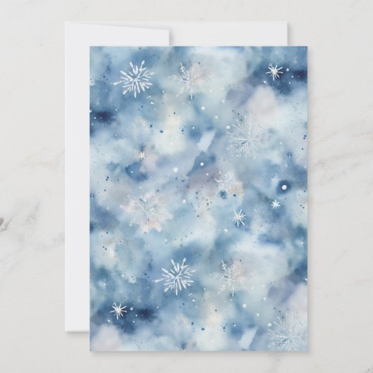 Winter Pinguin Kinderdusche mit Schneeflocken Einladung (Rückseite)