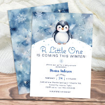 Winter Pinguin Kinderdusche mit Schneeflocken