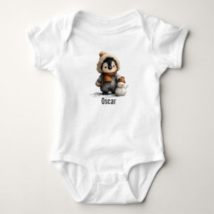 Winter-Pinguin mit Schneemann-Design Baby Strampler