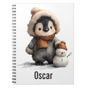 Winter-Pinguin mit Schneemann-Design Notizblock