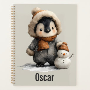 Winter-Pinguin mit Schneemann-Design Planer