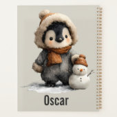 Winter-Pinguin mit Schneemann-Design Planer (Rückseite)